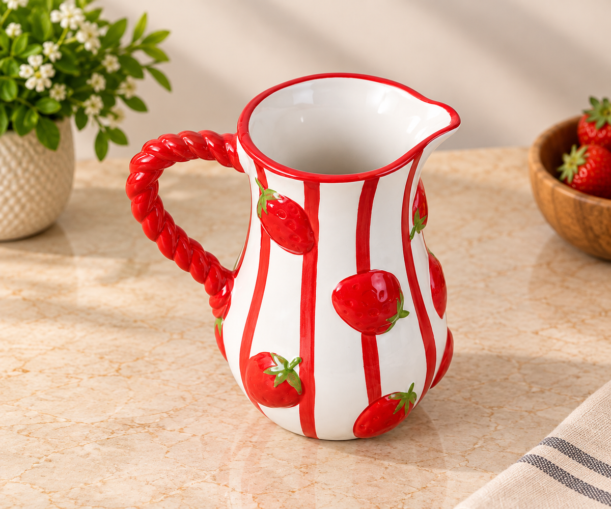 TT-158 Strawberry Ceramic Pitcher