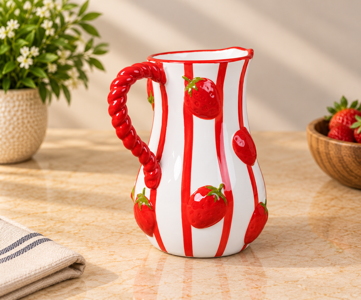 TT-158 Strawberry Ceramic Pitcher