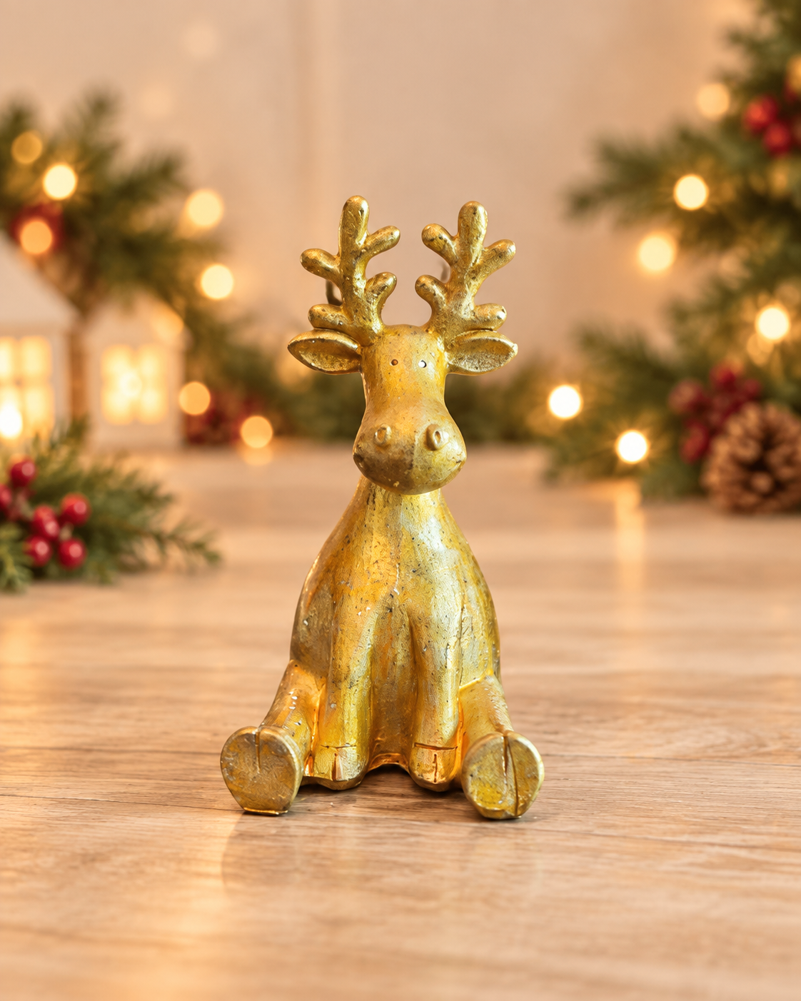 THD696 Golden Reindeer Figurine