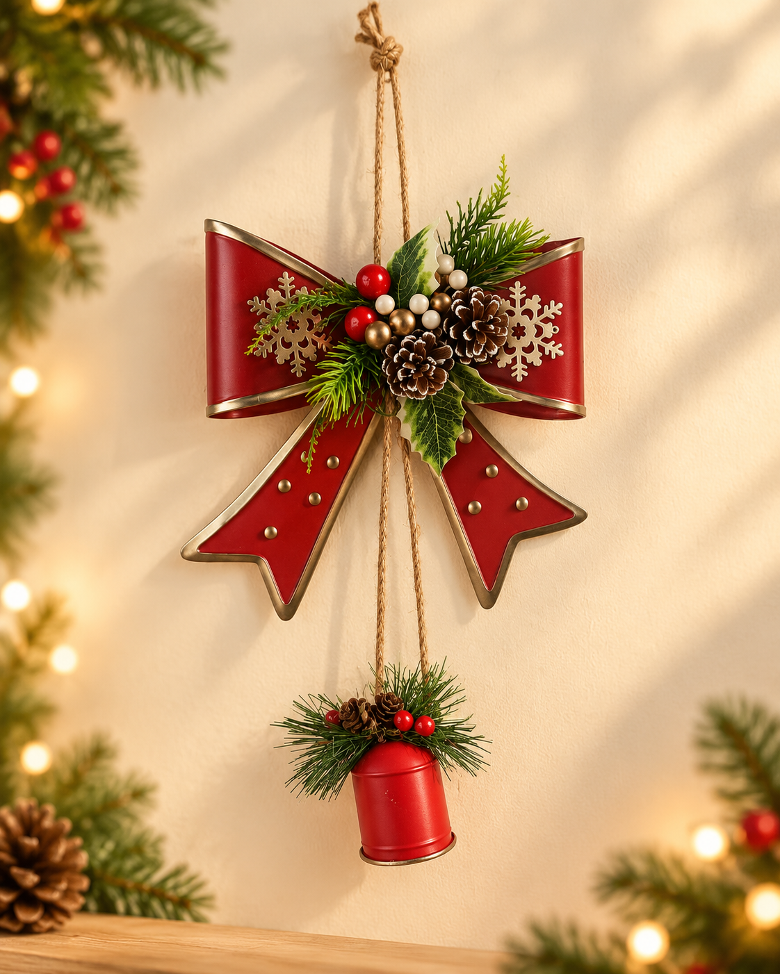 THD939 Red & Gold Christmas Bell Hanging