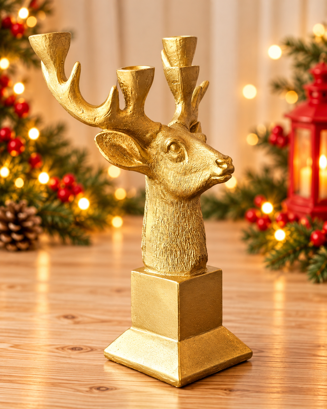 THD712 Golden Reindeer Candle Stand