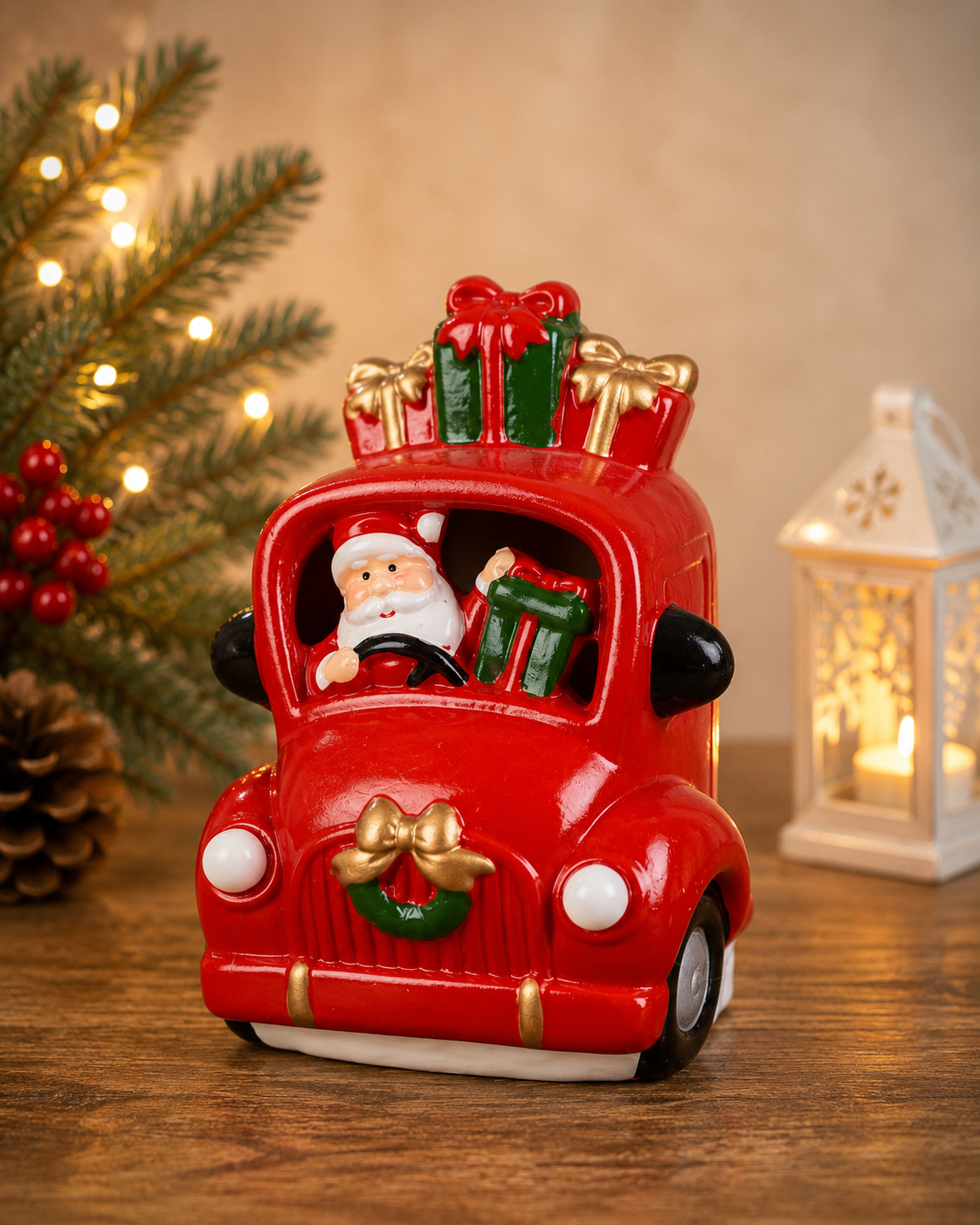 THD763 Festive Santa & Snowman Car Figurines
