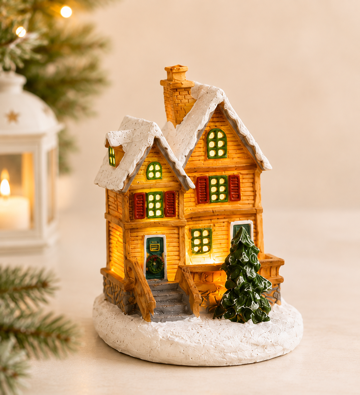 THD676 Christmas Light-Up Cottage