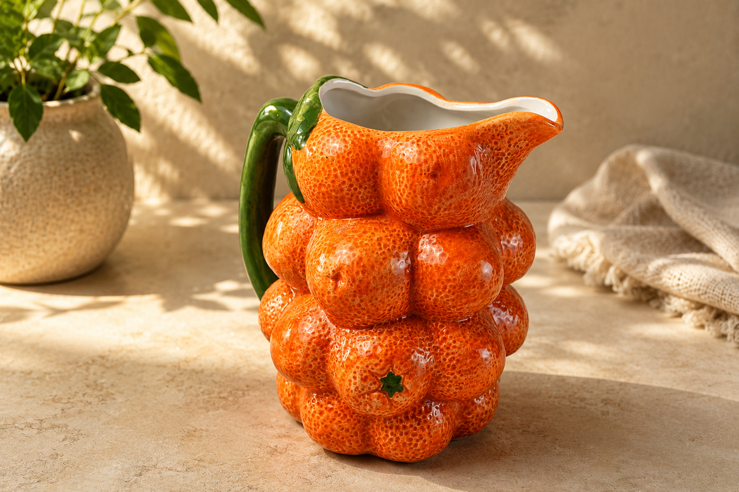 TT-306 Orange Ceramic Pitcher Jug