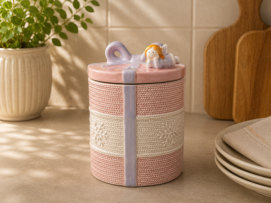 TT -129 Gift Box Ceramic Cookie Jar with Lid