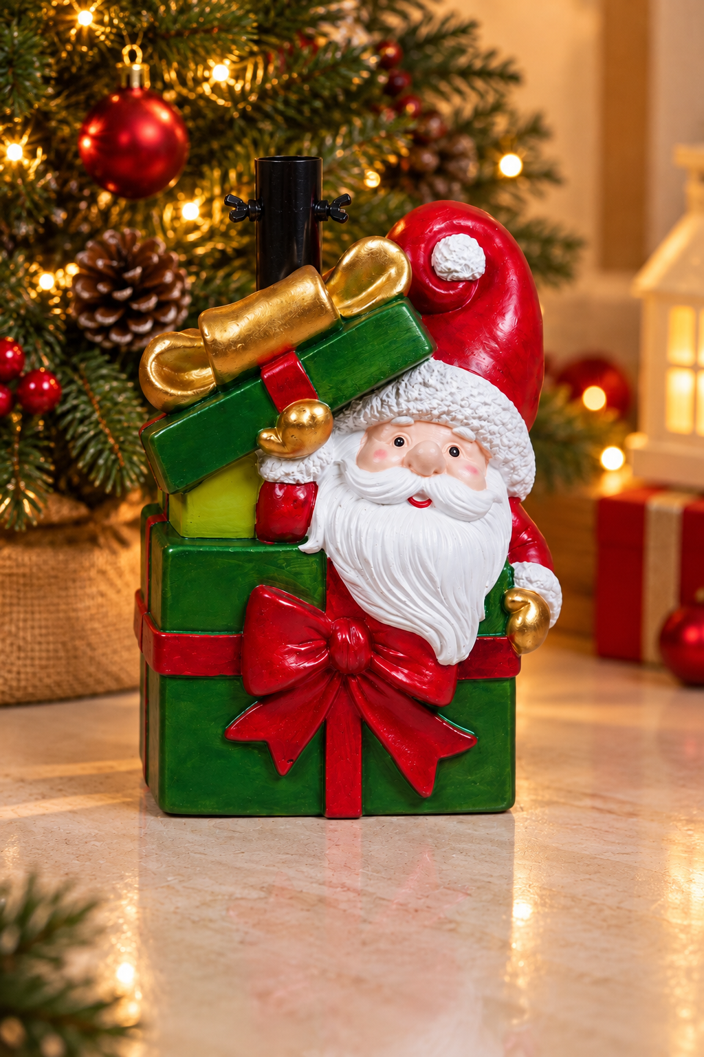 THD964 Resin Santa Claus Gift Box Christmas Tree Stand