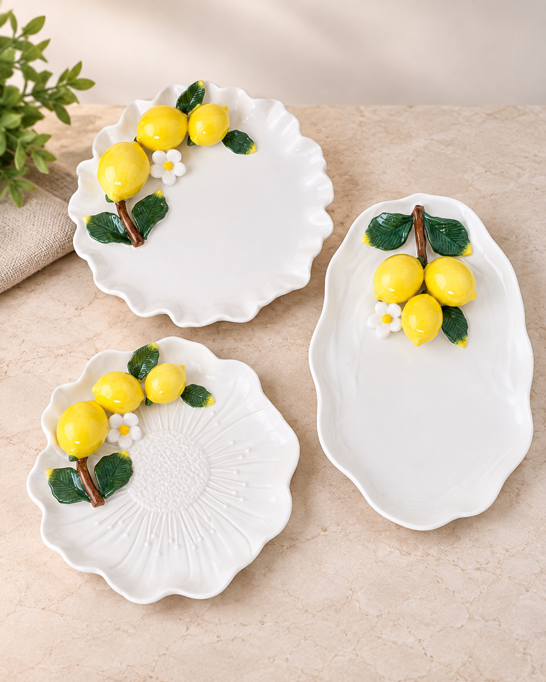 TT-157 Lemon Scalloped Serving PlatterS
