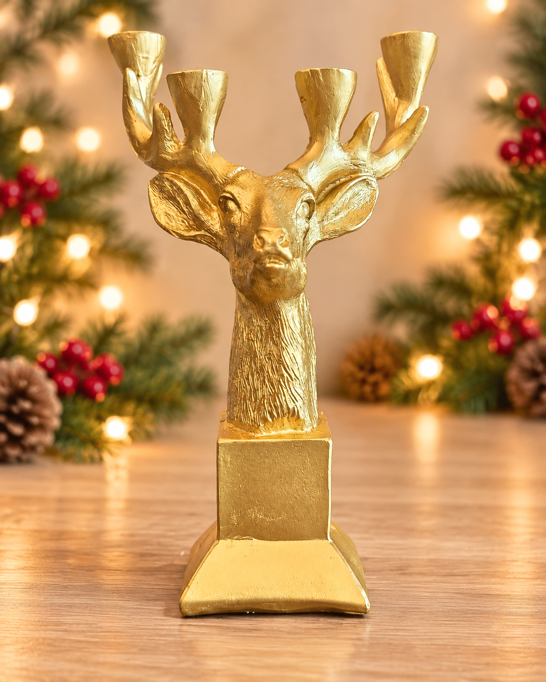 THD712 Golden Reindeer Candle Stand