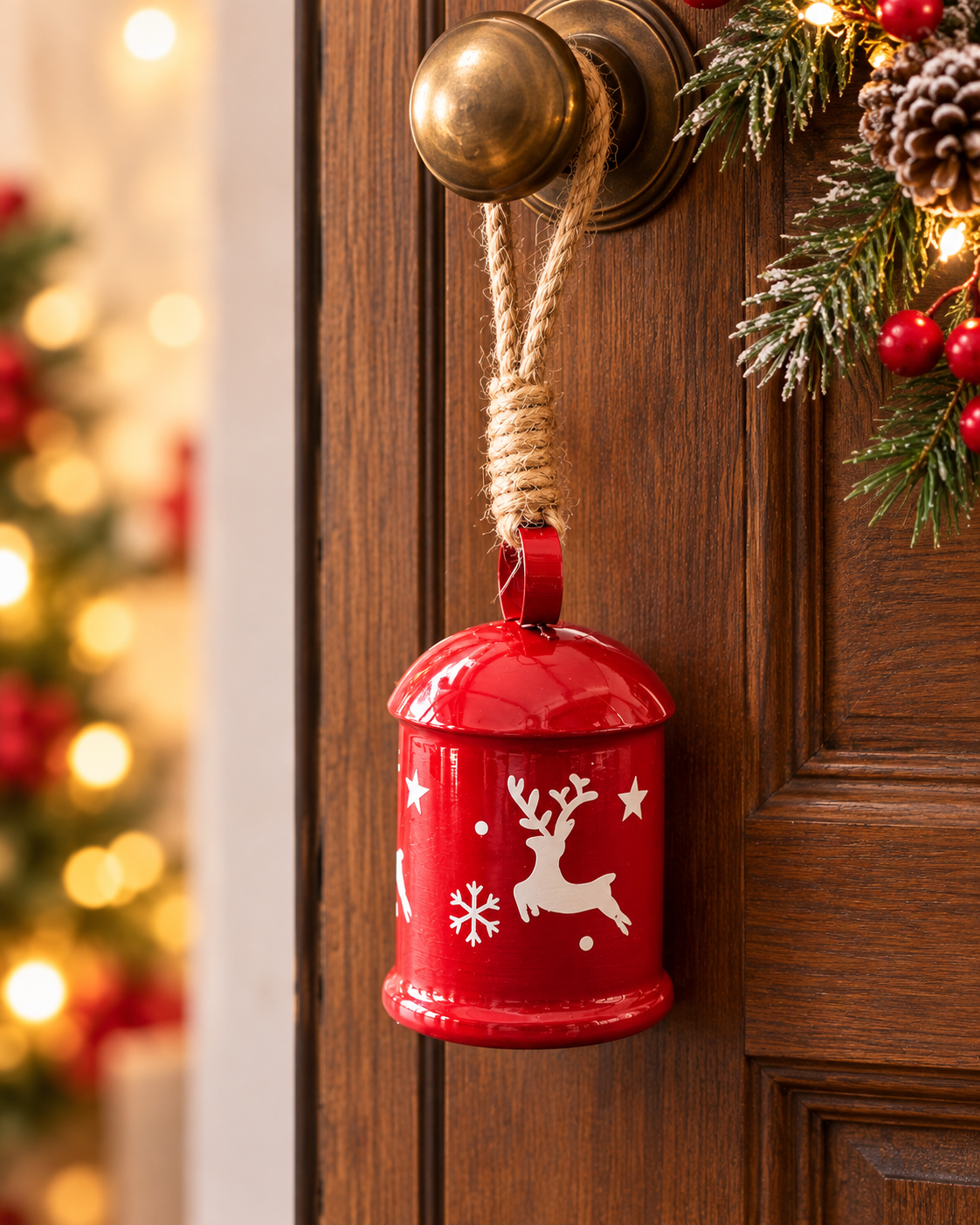 THD926 Red Metal Christmas Hanging Bell