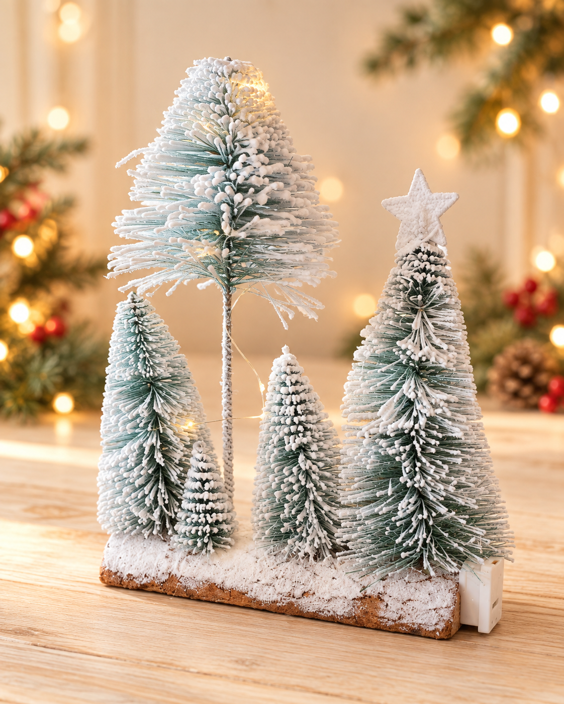 THD632 Snowy Christmas Trees with Lights