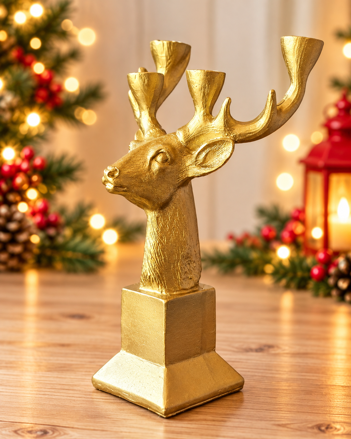THD712 Golden Reindeer Candle Stand