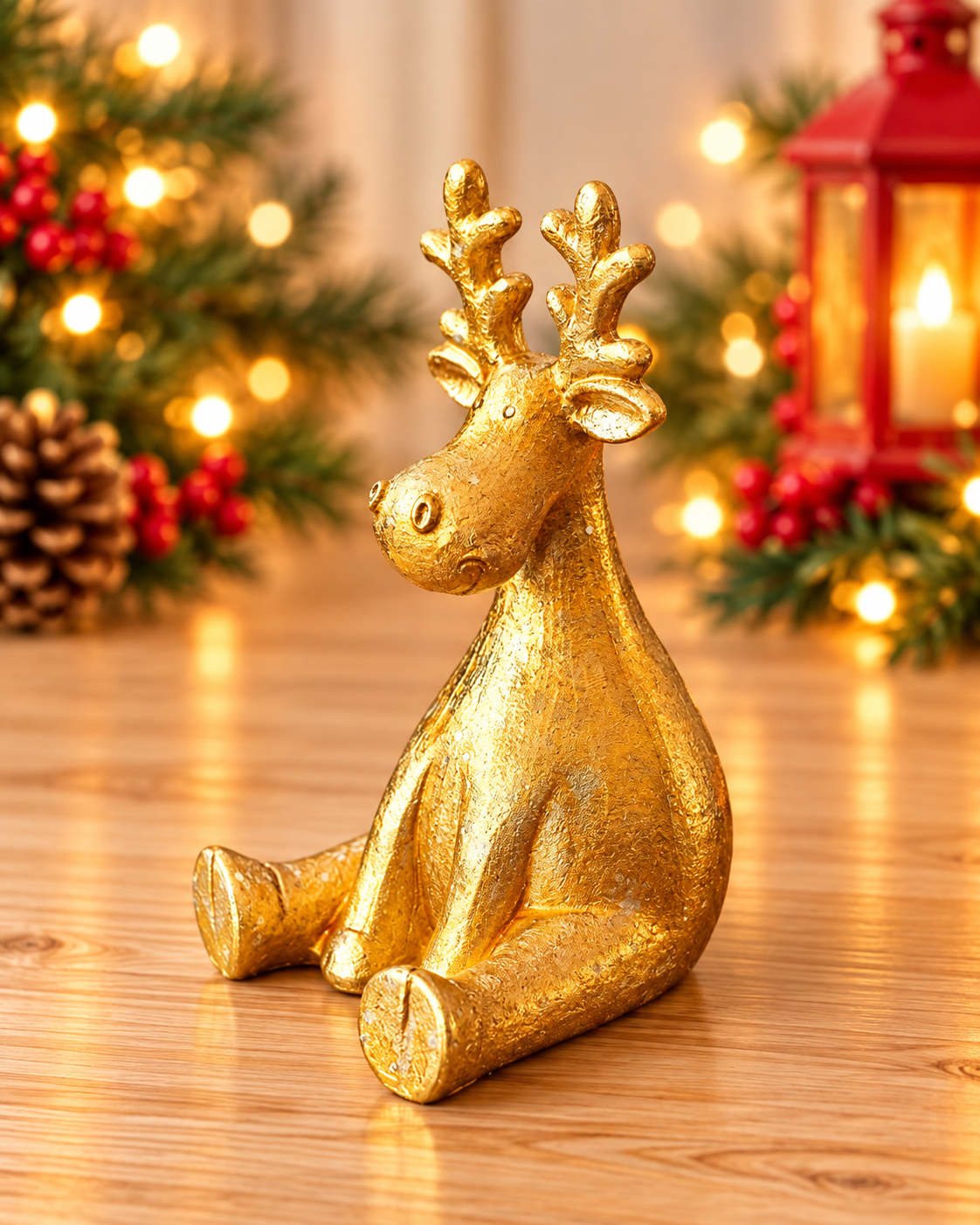 THD696 Golden Reindeer Figurine