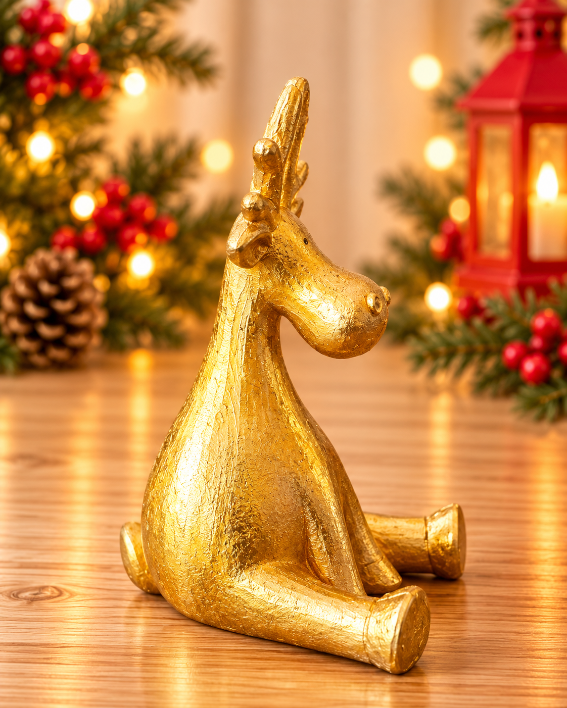 THD696 Golden Reindeer Figurine