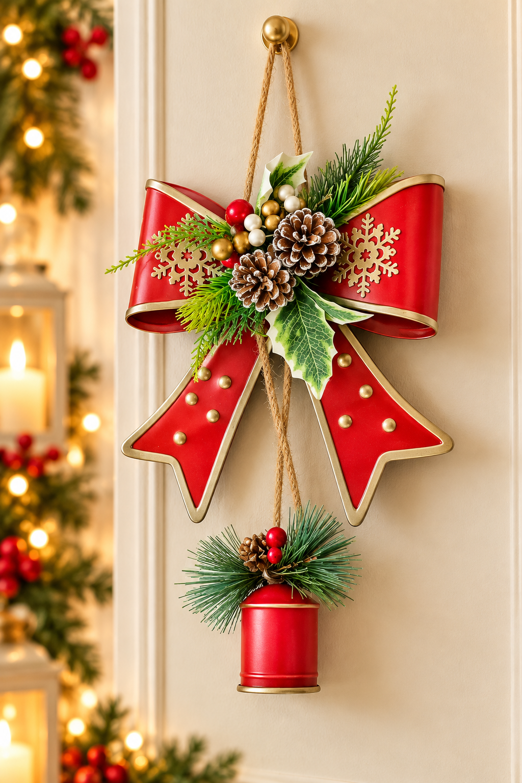 THD939 Red & Gold Christmas Bell Hanging