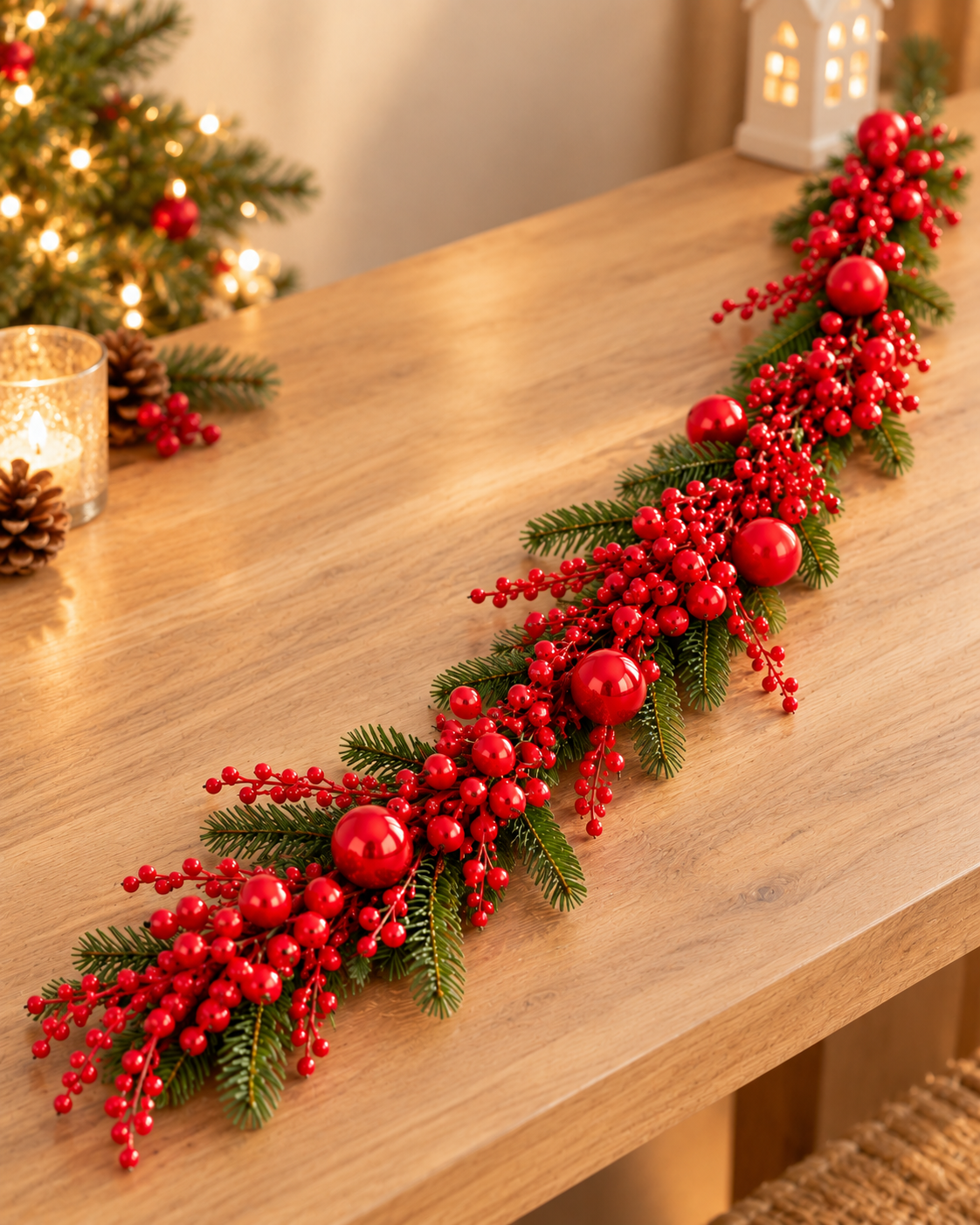 THD970 Red Berry & Pine Garland