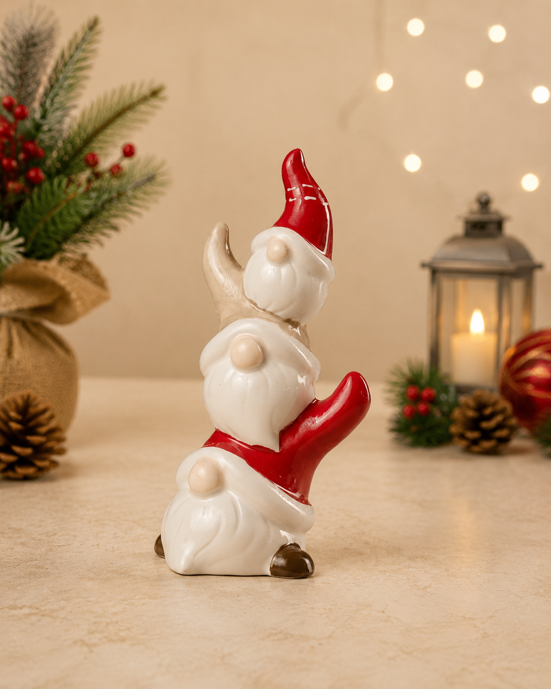 THD338 Christmas Snowman Figurine with Santa Hat