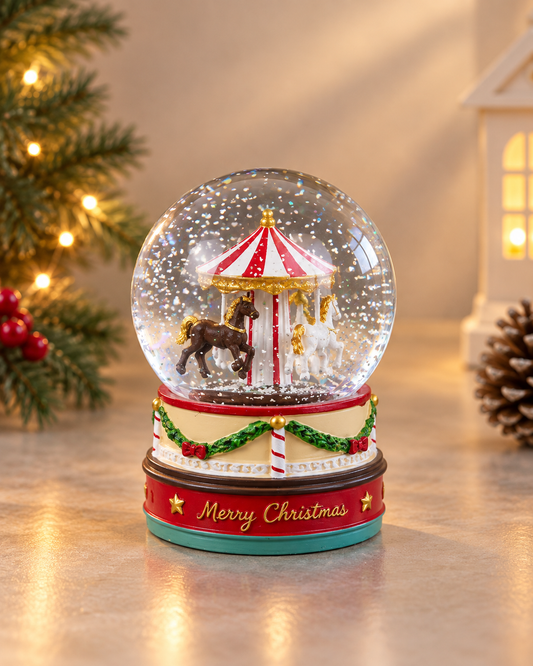 THD812 Christmas Carousel Snow Globe