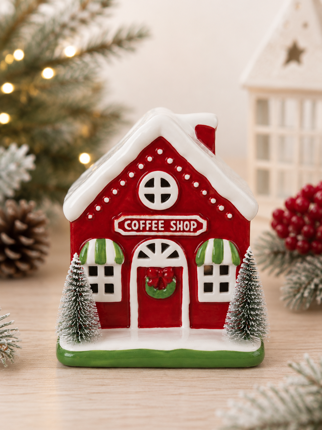 THD571f Christmas Coffee Shop House with Light