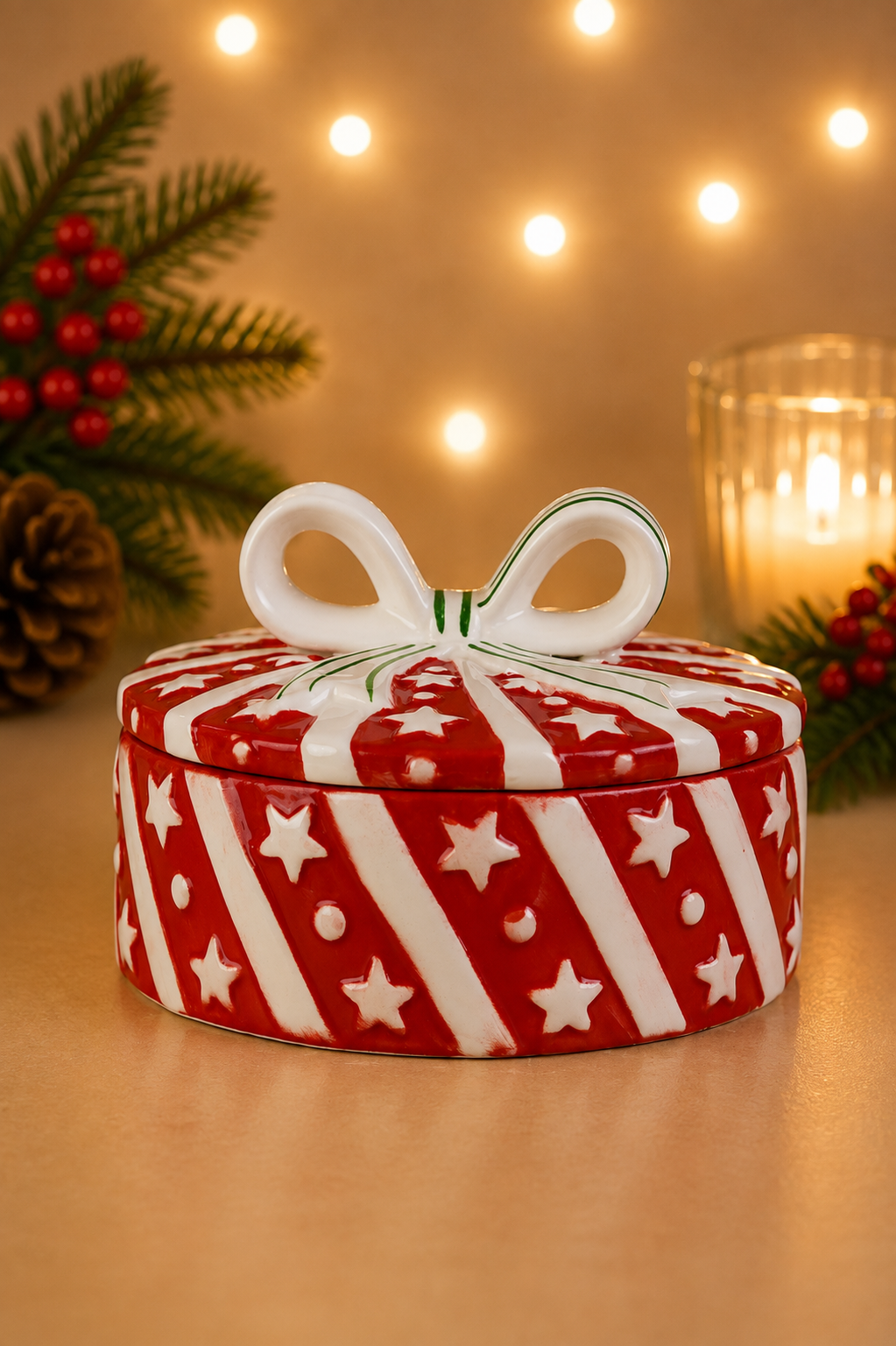 THD878 Christmas Gift Box Container with Bow