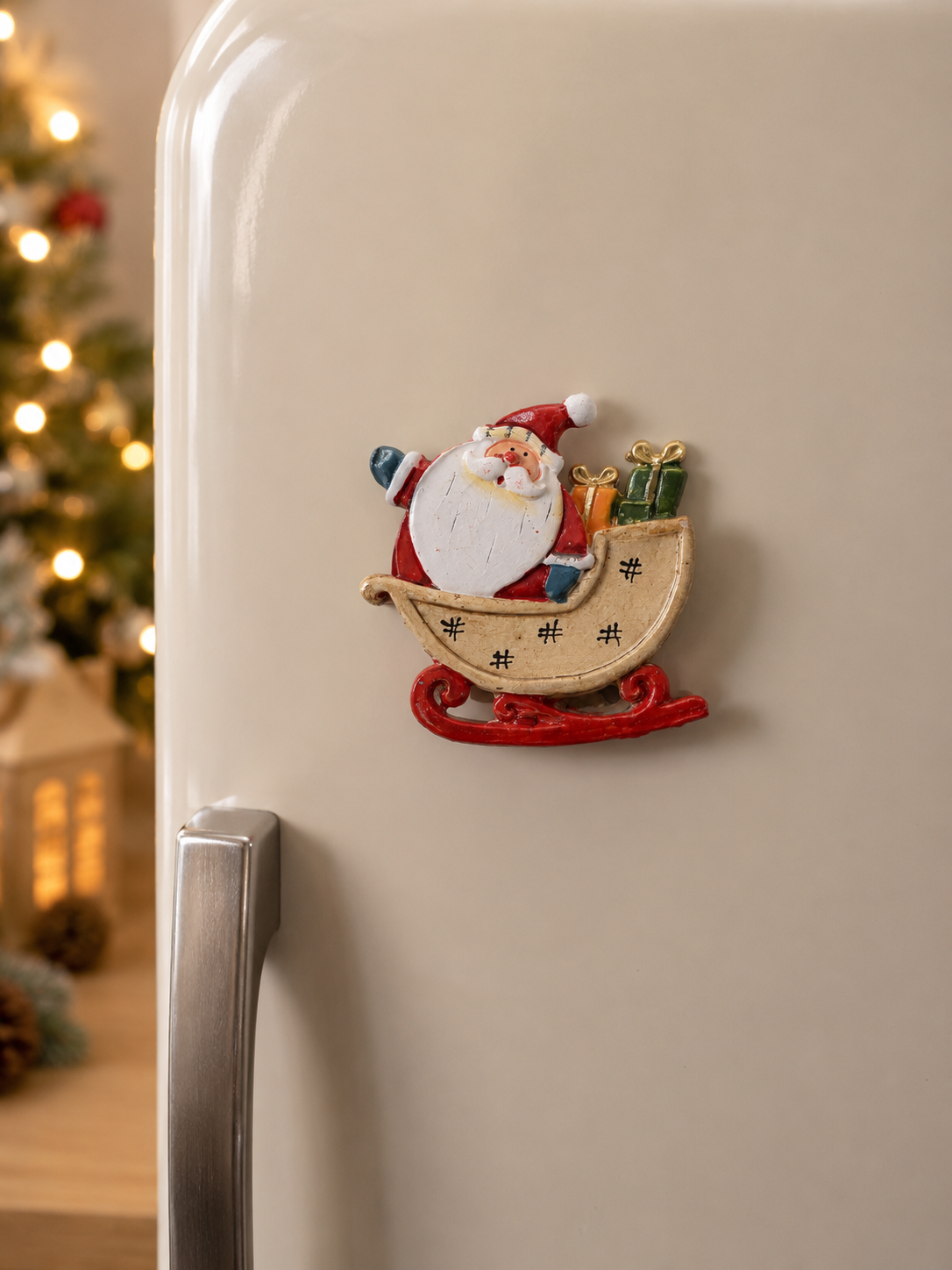 THD732 Christmas Santa & Snowman Sleigh Magnet
