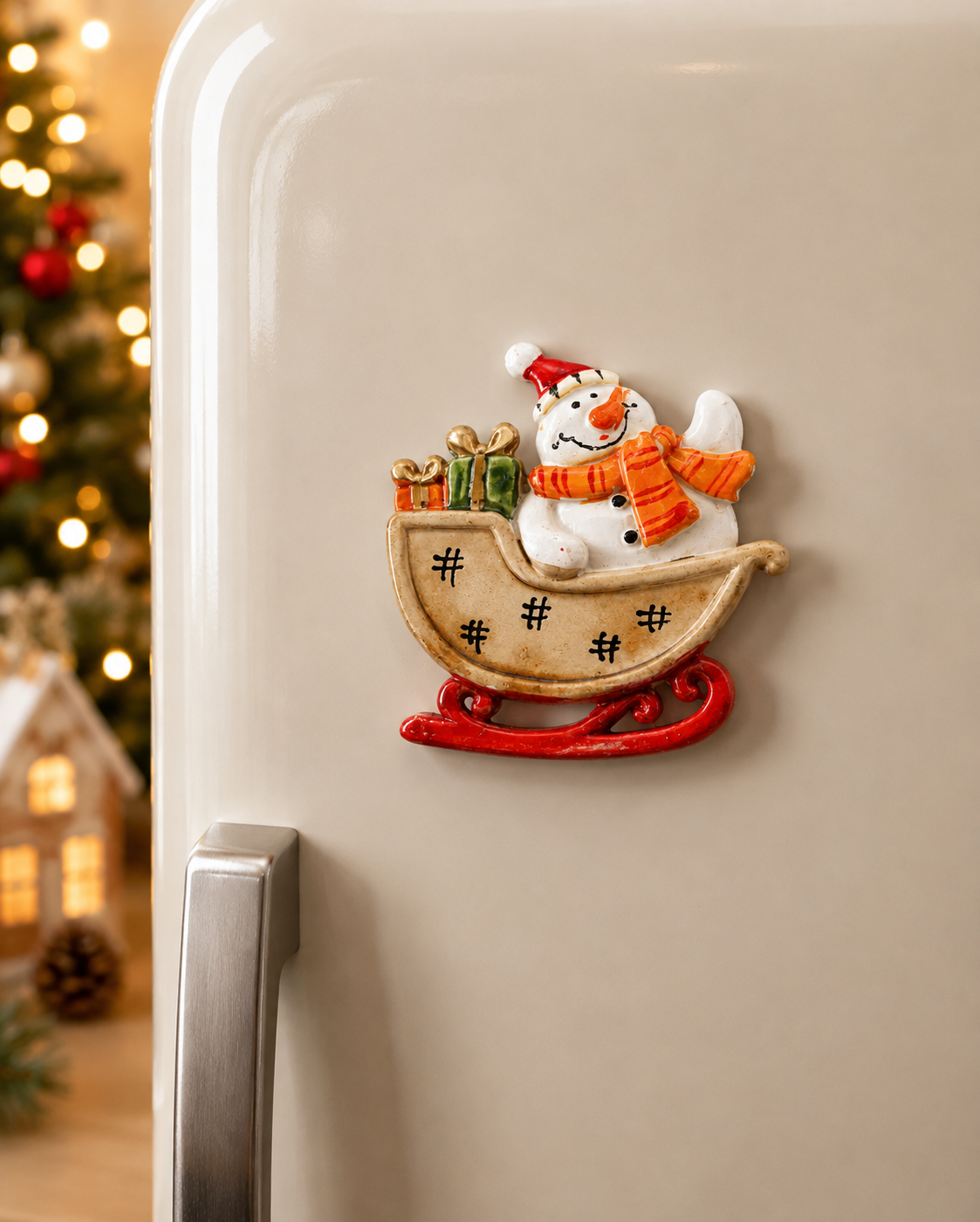 THD732 Christmas Santa & Snowman Sleigh Magnet