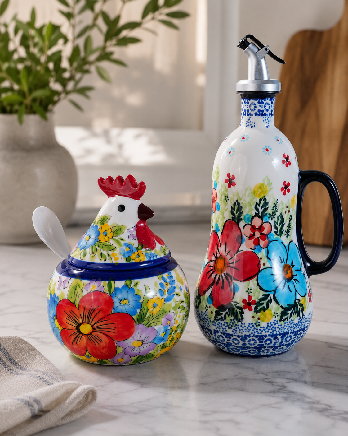 TT-253 Ceramic Oil Dispenser Bottle with Handle
