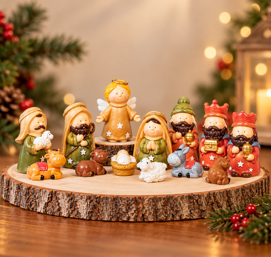 Nativity Set of 13 Figurines – 3 Inch Christmas Crib Set