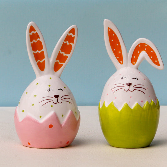 EASTER BUNNY EGG CERAMIC DECORATIVE FIGURINE