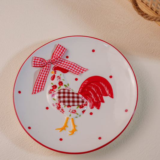 THD419 ROOSTER ROUND PLATE