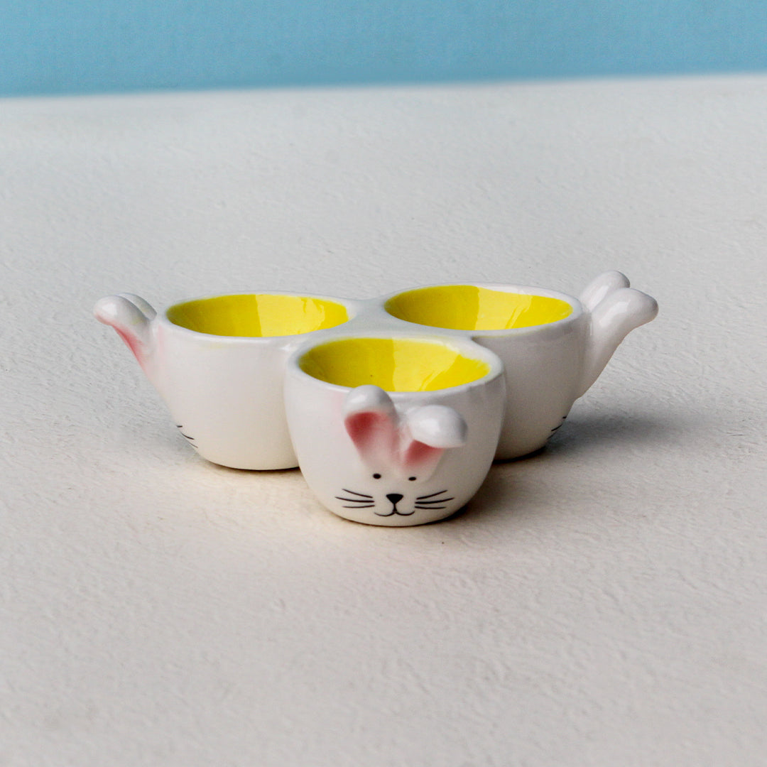 BUNNY CERAMIC TRIPLE EGG HOLDER