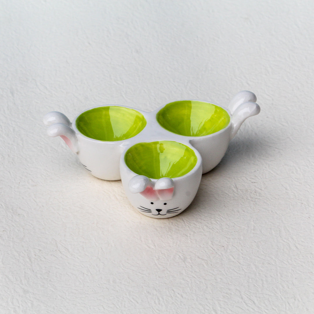 BUNNY CERAMIC TRIPLE EGG HOLDER