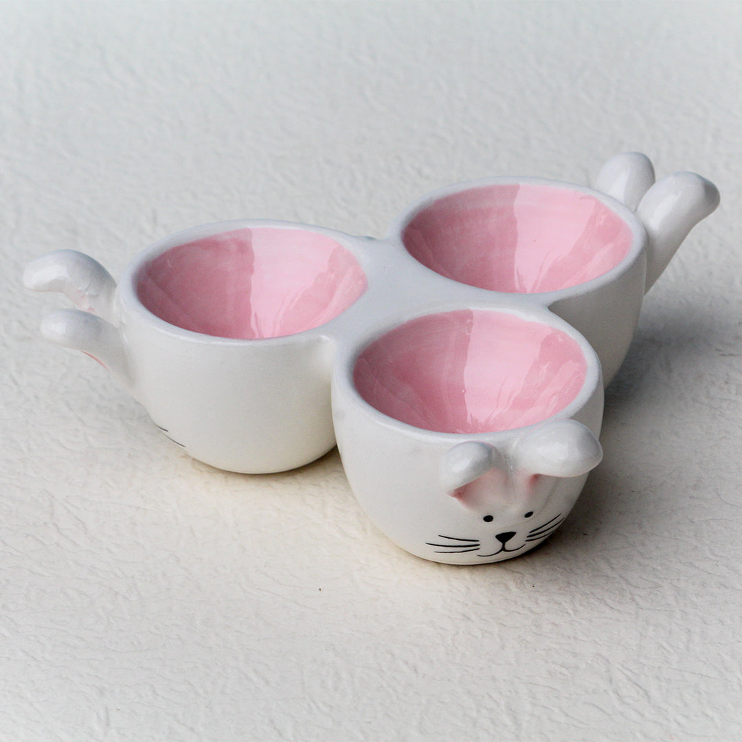 BUNNY CERAMIC TRIPLE EGG HOLDER