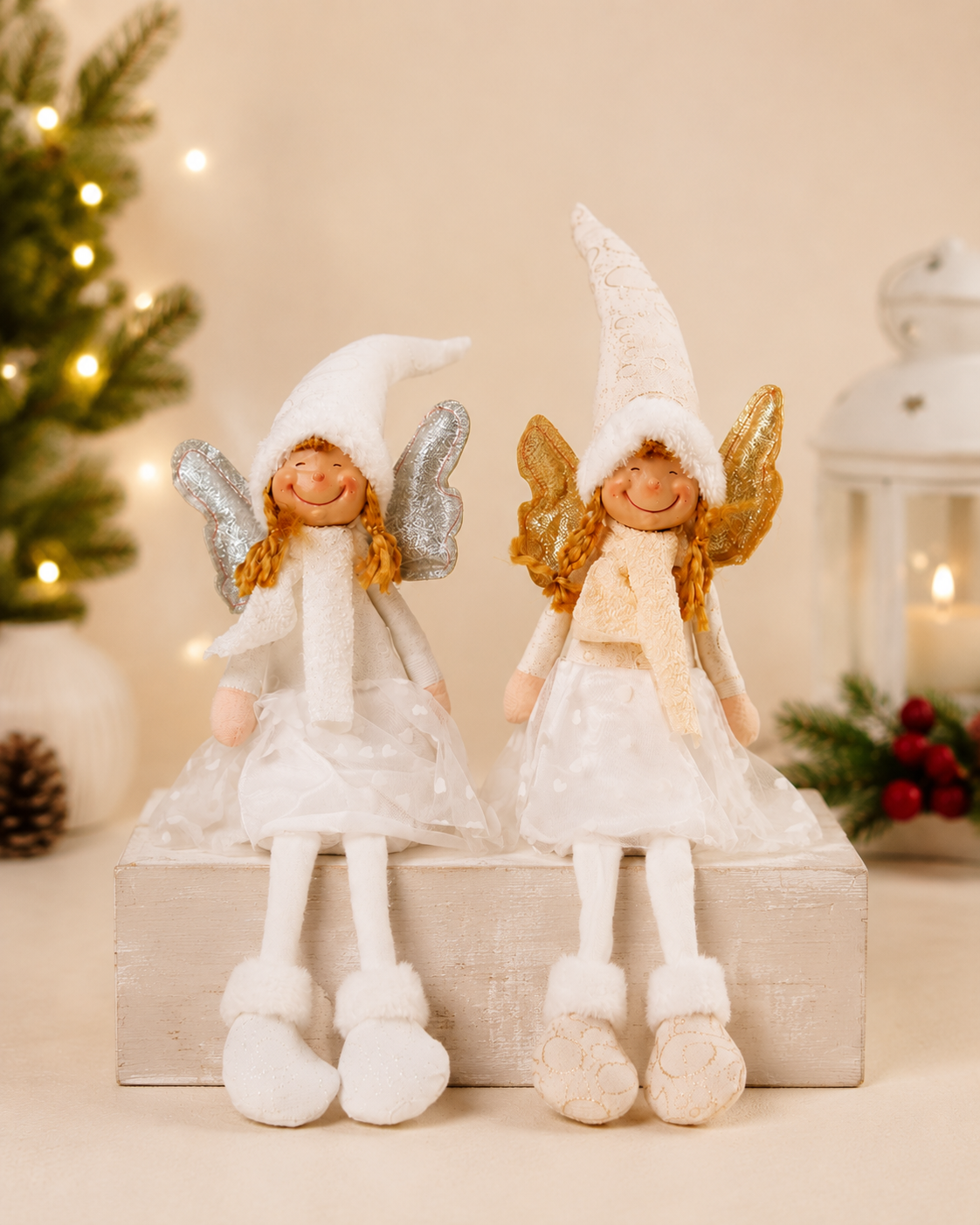 THD341 Christmas Sitting Angel Girl Figurine with Light Up Wings