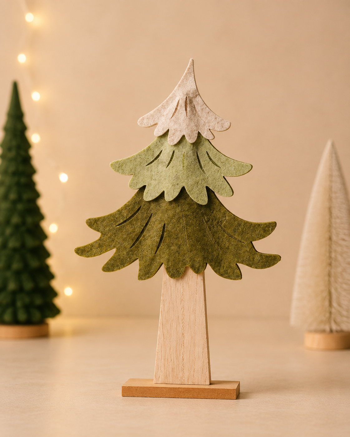 THD182 Wooden Base Christmas Tree Décor