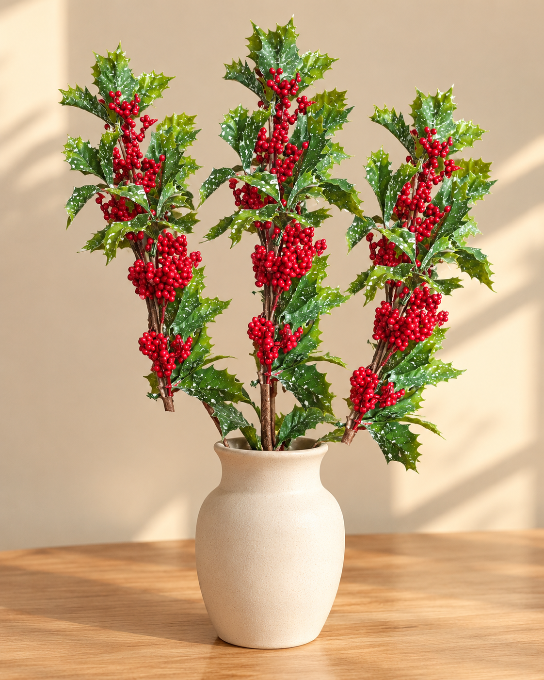 THD974 Artificial Holly Berry Christmas Stem