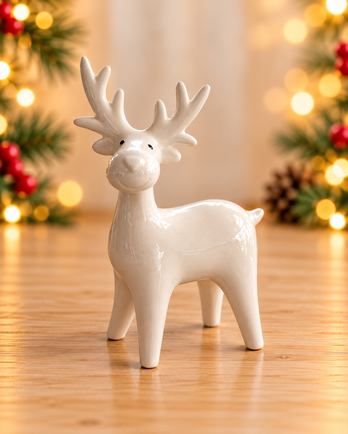 THD538  Glossy Ceramic Reindeer Christmas Décor