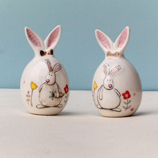 EASTER BUNNY CERAMIC SALT & PEPPER SHAKERS (SET OF 2)