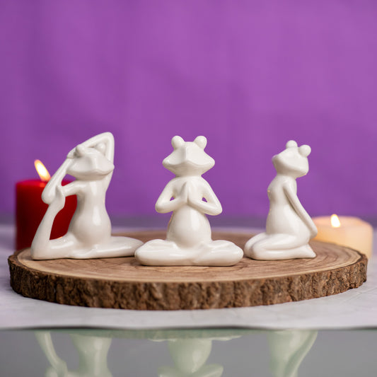 MA44 SET OF 3 CERAMIC YOGA POSE FROGS