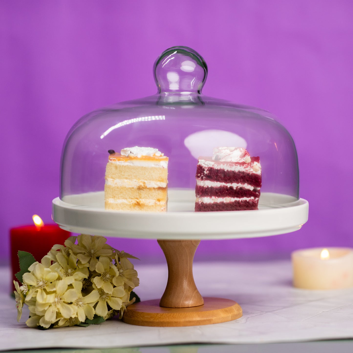 MA33 CERAMIC CAKE STAND WITH GLASS GOME