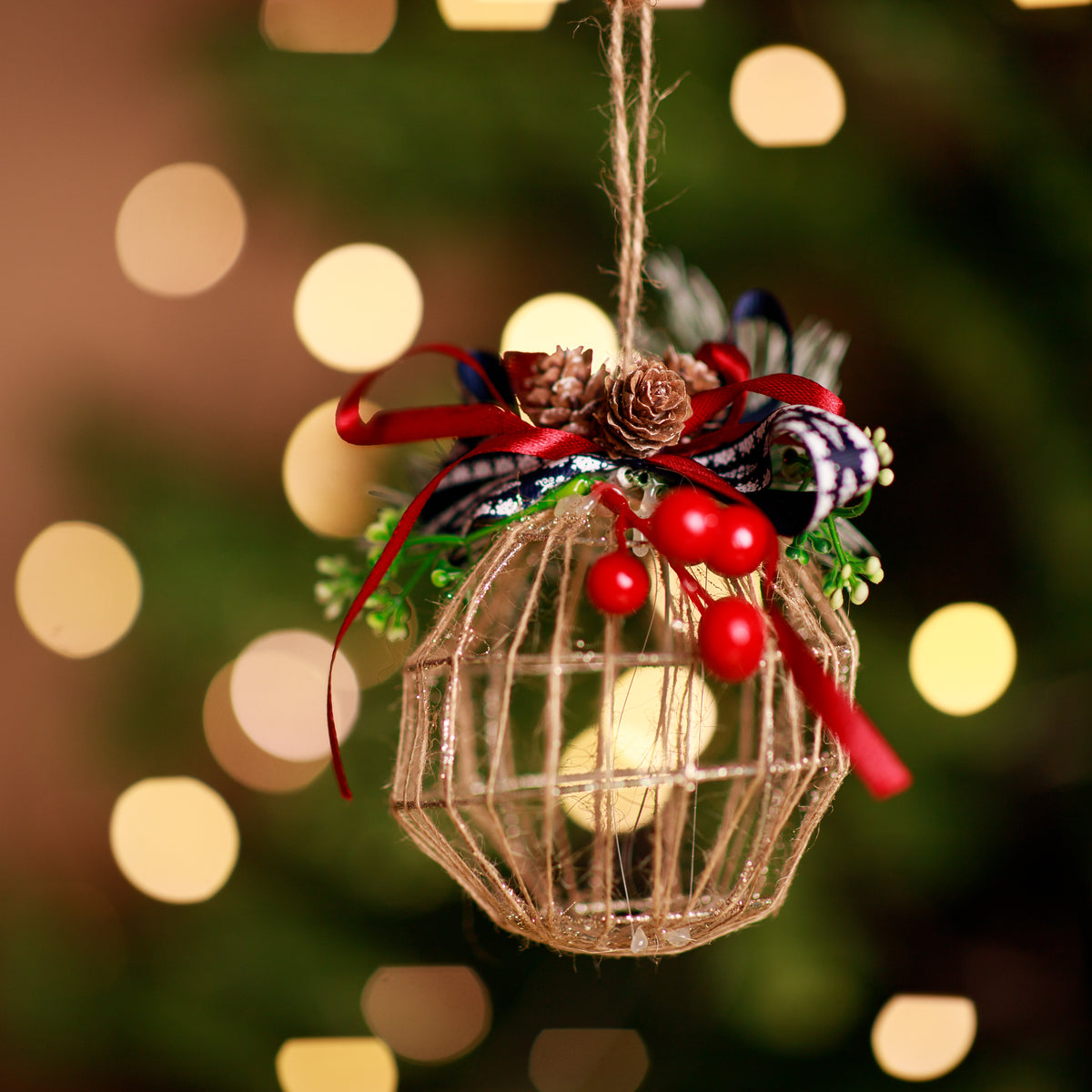 HD177 Christmas Hanging Bird Cage Ornament