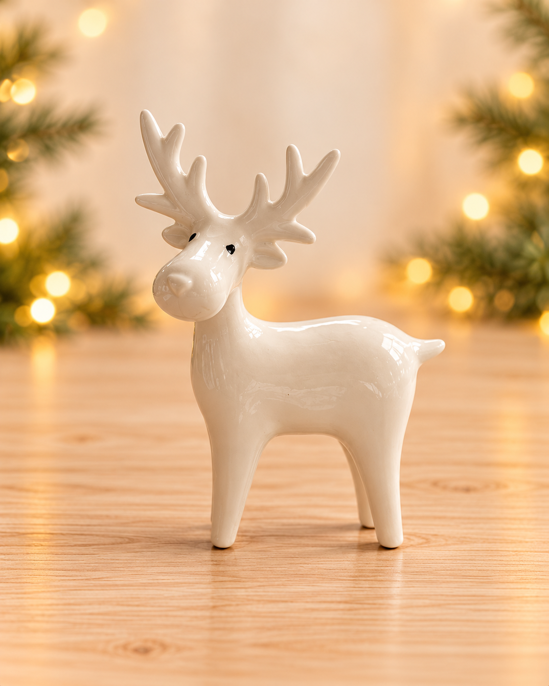 THD538  Glossy Ceramic Reindeer Christmas Décor