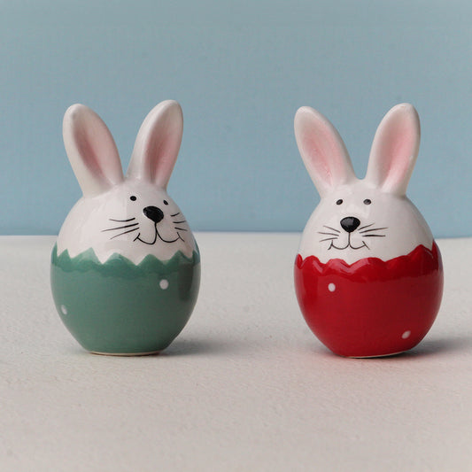 EASTER BUNNY CERAMIC SALT & PEPPER SHAKERS – SET OF 2