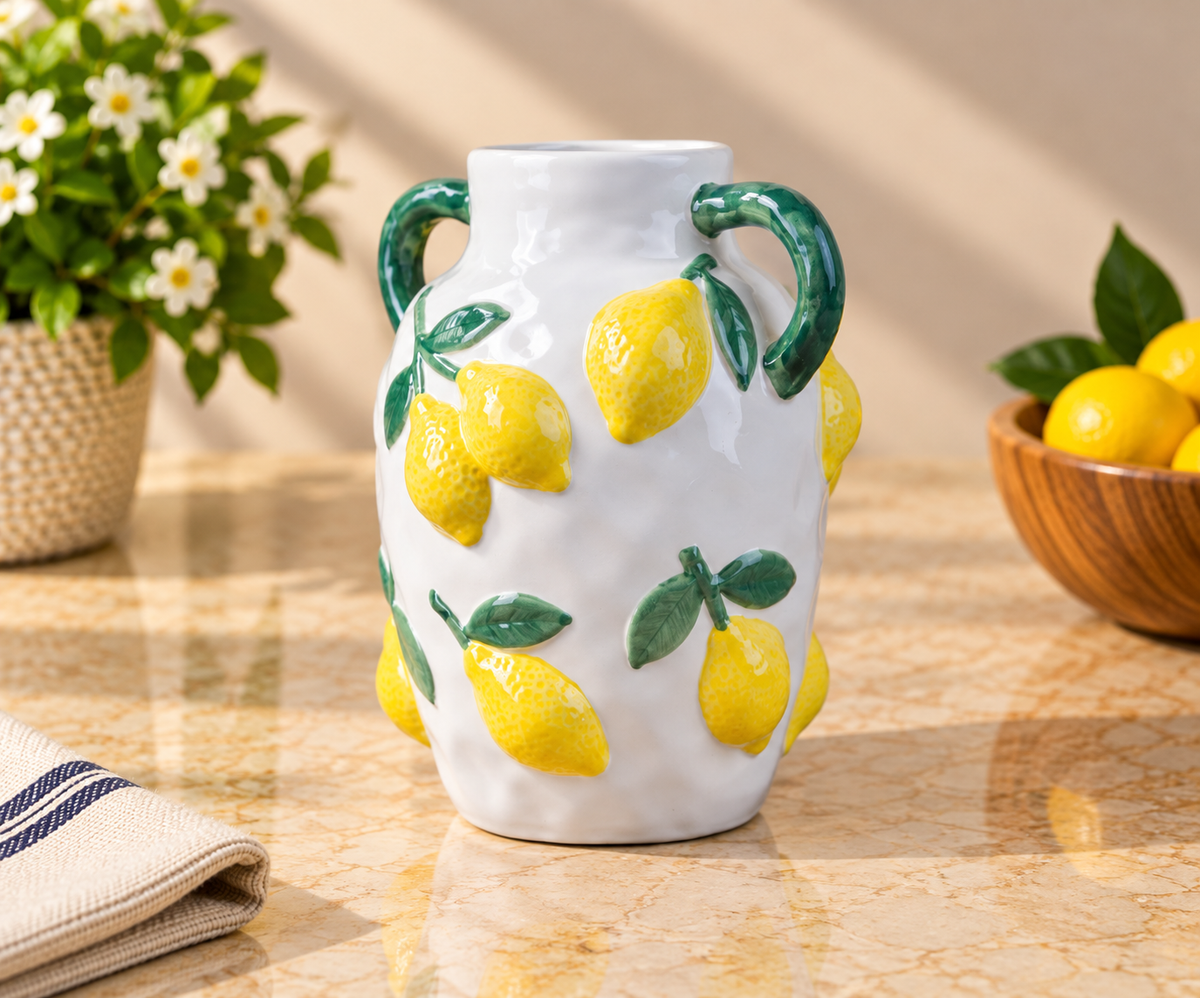 TT-165 Lemon Ceramic Vase with Handles