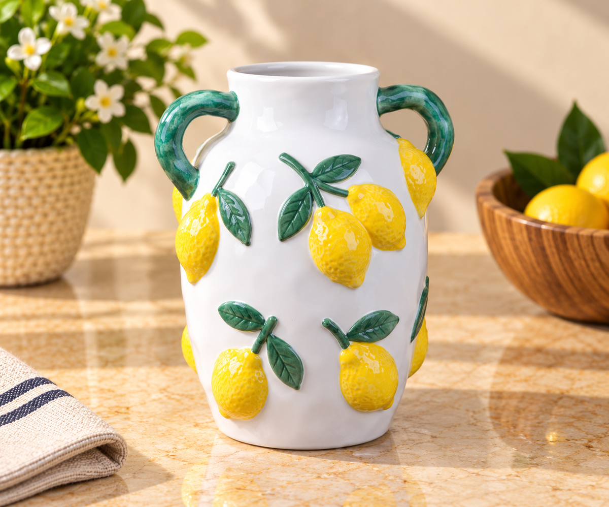 TT-165 Lemon Ceramic Vase with Handles