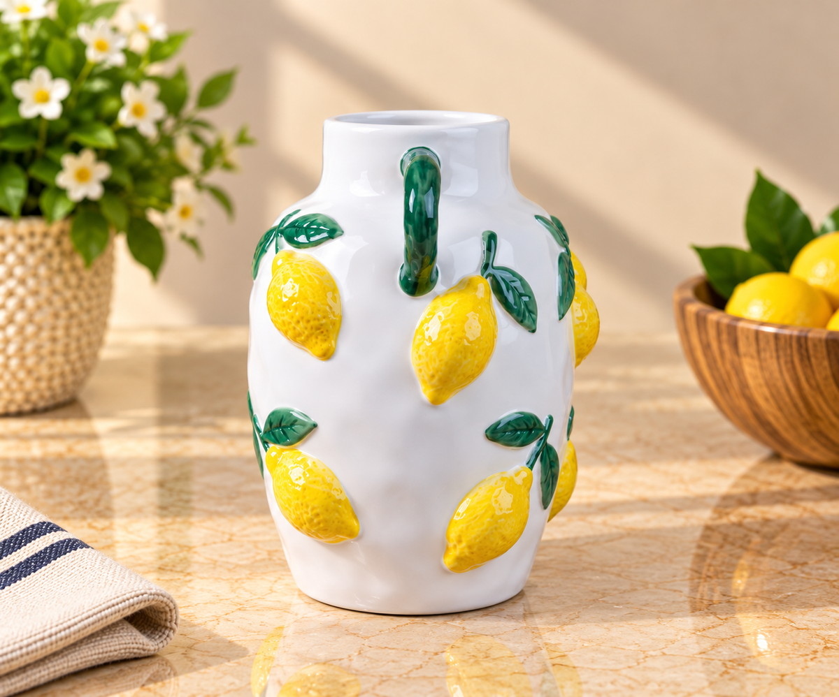 TT-165 Lemon Ceramic Vase with Handles