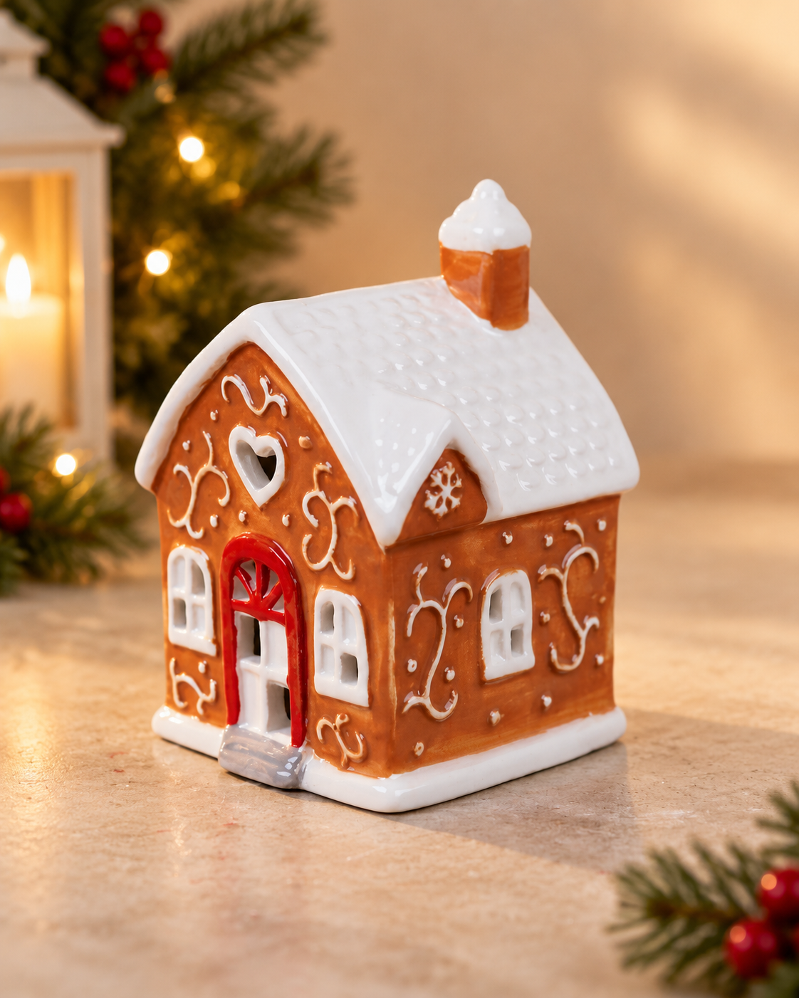 THD783 Lighted Gingerbread Christmas House Table Top Decoration