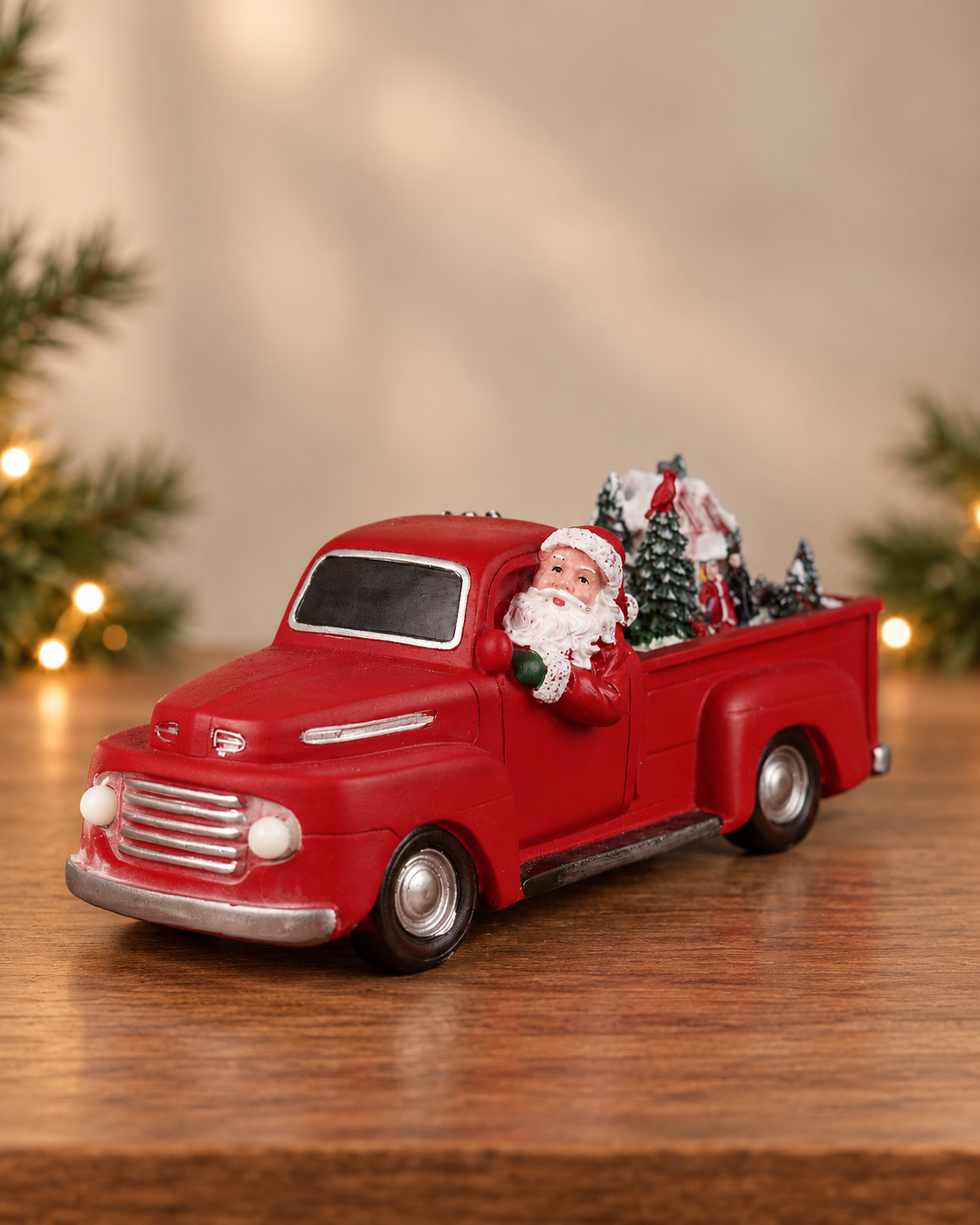 THD956 Musical Light-Up Rotating Christmas Truck with Santa & Winter Village
