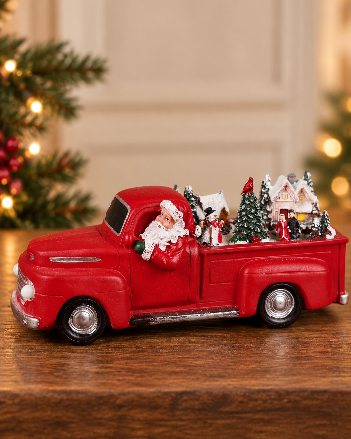 THD956 Musical Light-Up Rotating Christmas Truck with Santa & Winter Village