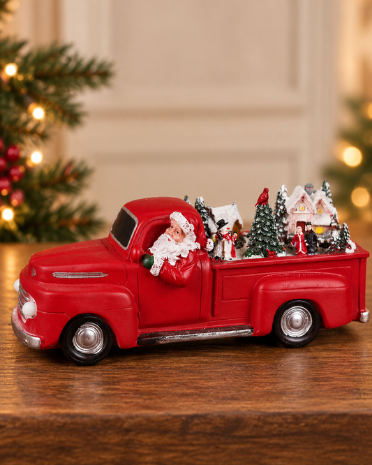 THD956 Musical Light-Up Rotating Christmas Truck with Santa & Winter Village