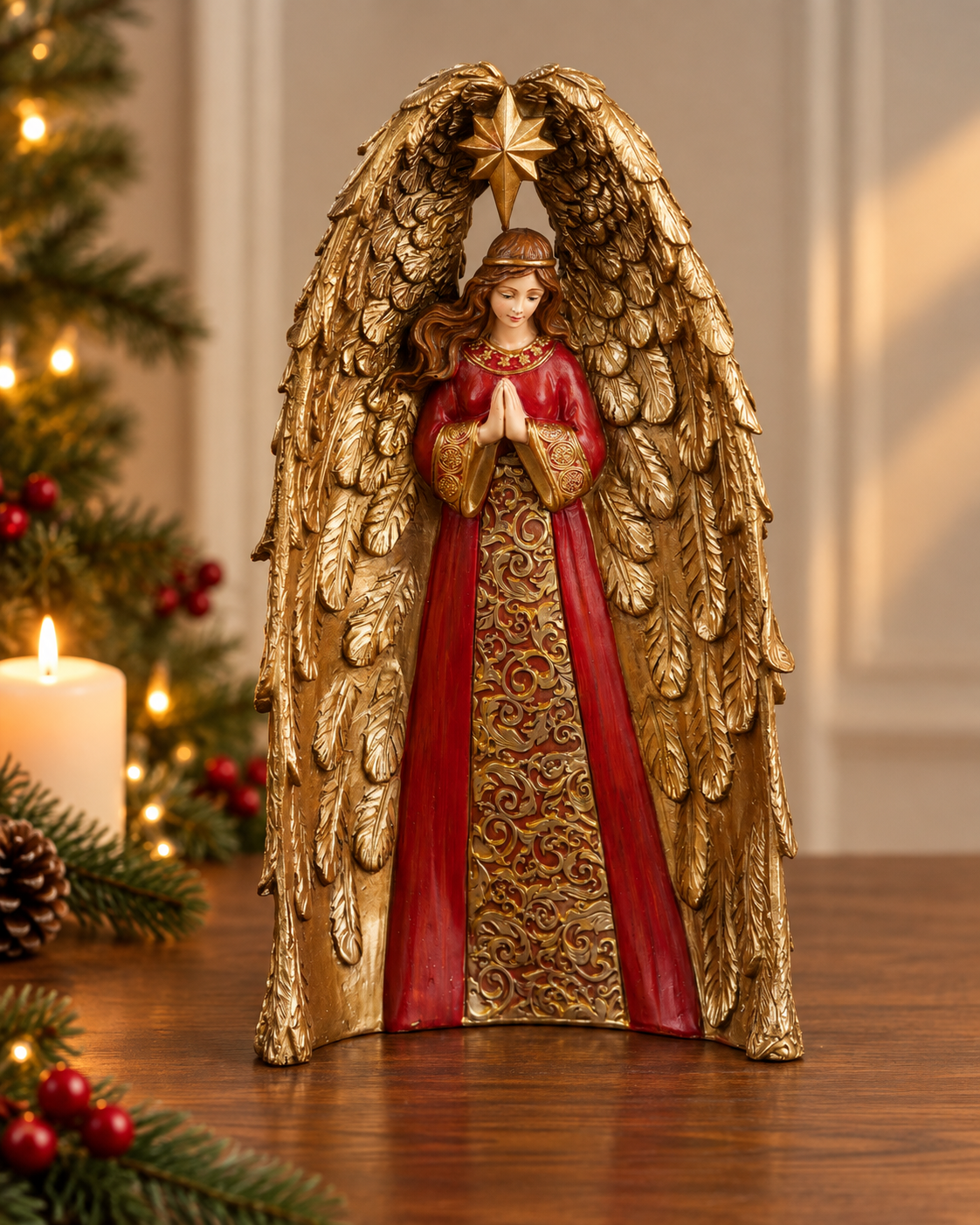 THD934 Premium Resin Holy Family Nativity Set with Angel
